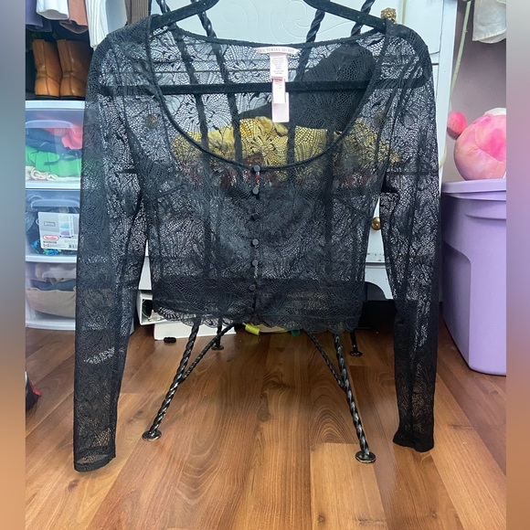 Victoria’s Secret Black Lace Button Up Cardigan Top - Picture 4 of 4